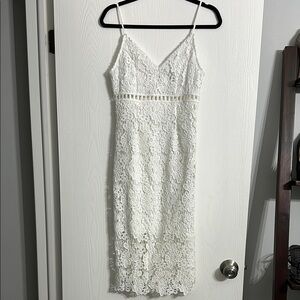 White Sheath Midi Dress with Spaghetti Straps